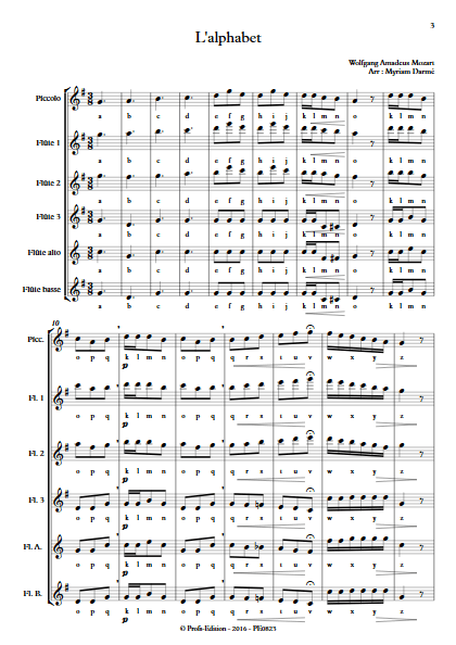 L'Alphabet - Ensemble de Flûtes - TRADITIONNEL - app.scorescoreTitle