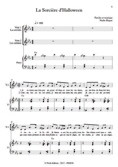 La Sorcière d'Halloween - Piano Voix - BIQUET N. - app.scorescoreTitle