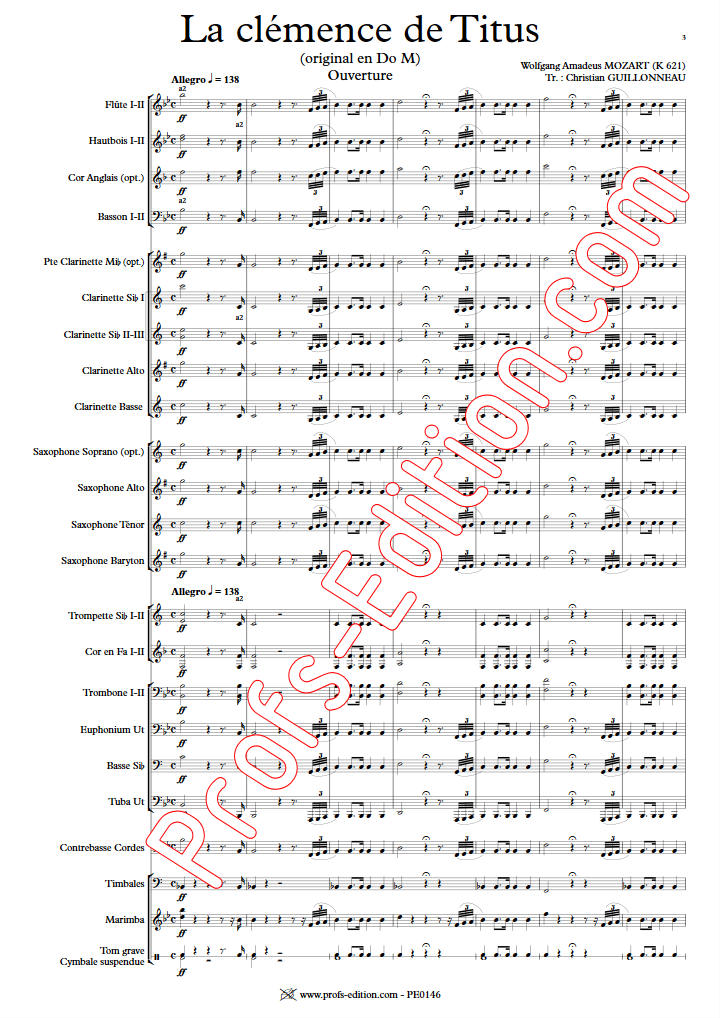 La Clémence de Titus - Orchestre d'harmonie - GUILLONNEAU C. - app.scorescoreTitle