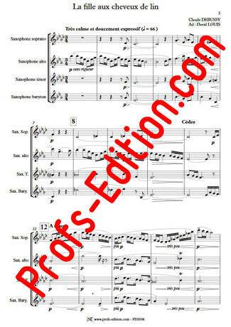 La Fille aux Cheveux de lin - Quatuor Saxophones - DEBUSSY C. - app.scorescoreTitle