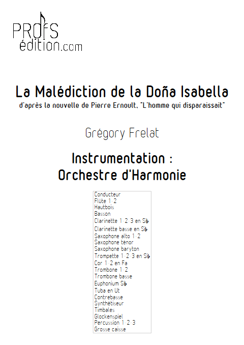 La malédiction de la Dona Isabella - Orchestre d'Harmonie - FRELAT G. - front page