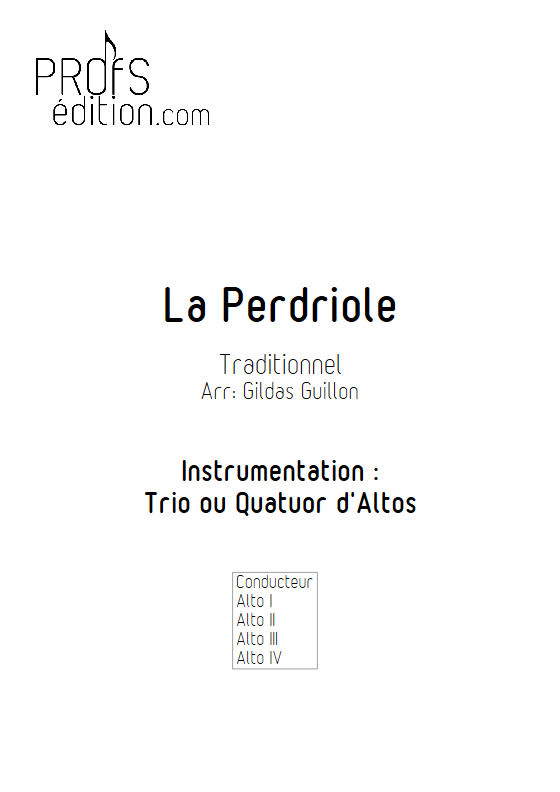La Perdriole - Trio ou Quatuor Violons Alto - TRADITIONNEL - front page