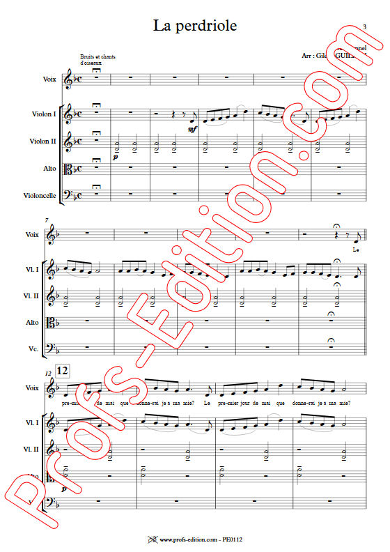 La Perdriole - Quatuor à cordes & Voix - TRADITIONNEL - app.scorescoreTitle