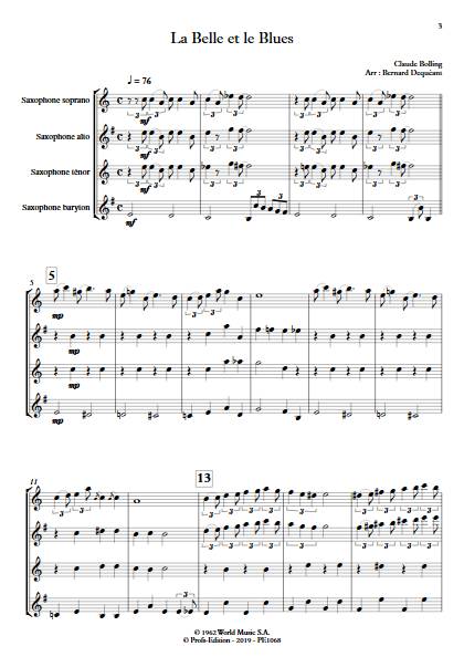 La Belle et le Blues - Quatuor de Saxophones - BOLLING C. - app.scorescoreTitle