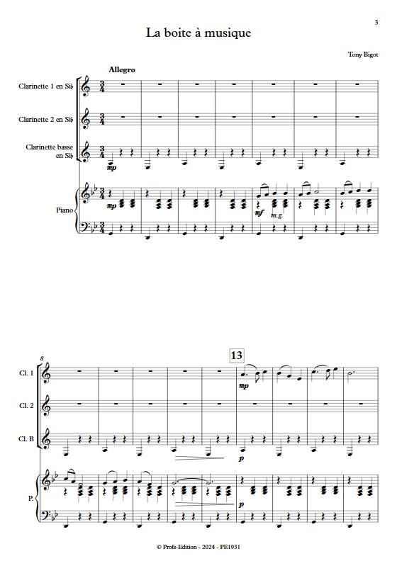 La boite à musique - Trio de clarinettes & Piano - BIGOT T. - app.scorescoreTitle