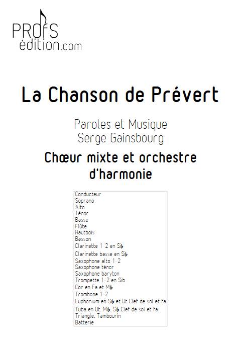 La Chanson de Prévert - Chœur mixte 4 Voix et Orchestre d'harmonie - GAINSBOURG S. - front page