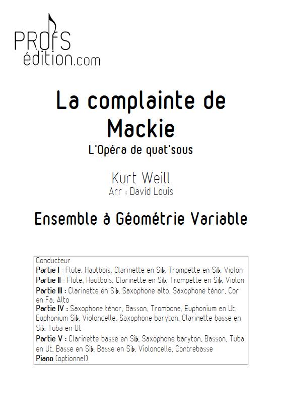 La complainte de Mackie - Ensemble variable - WEILL K. - front page