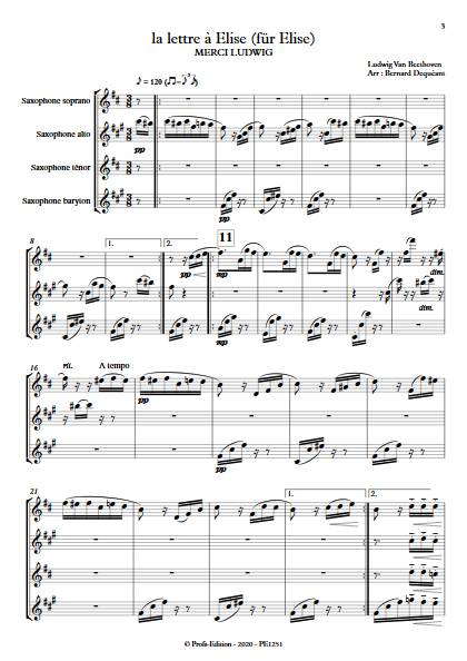 La lettre à Elise - Quatuor de Saxophones - BEETHOVEN L. V. - app.scorescoreTitle