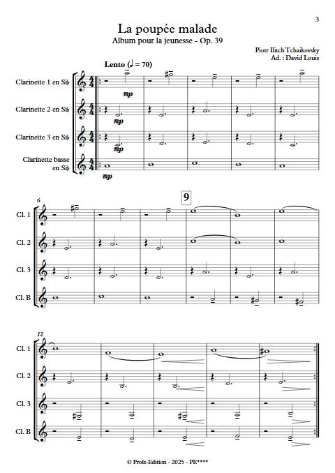 La poupée malade - Quatuor de Clarinettes - TCHAIKOVSKY P. I. - app.scorescoreTitle