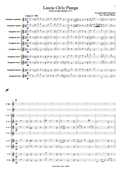 Lascia ch'io pianga - Ensemble de Saxophones - HAENDEL G. F. - app.scorescoreTitle