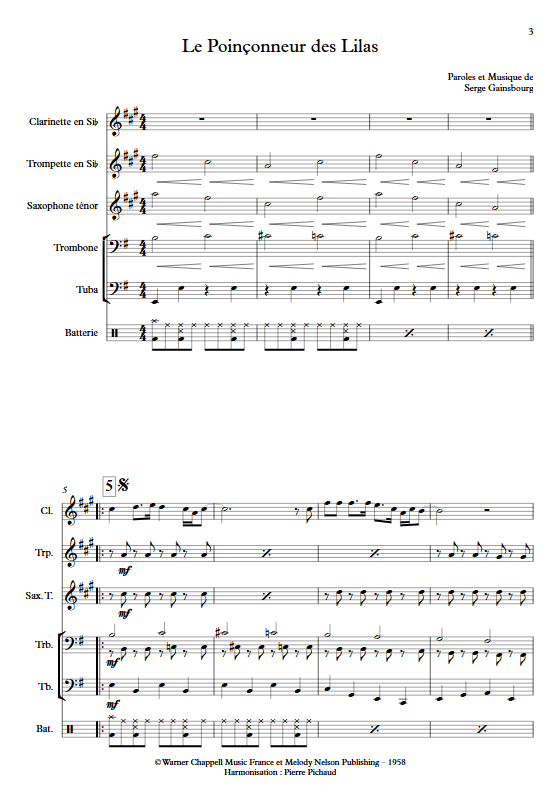 Le Poinçonneur des Lilas - Fanfare - GAINSBOURG S. - app.scorescoreTitle
