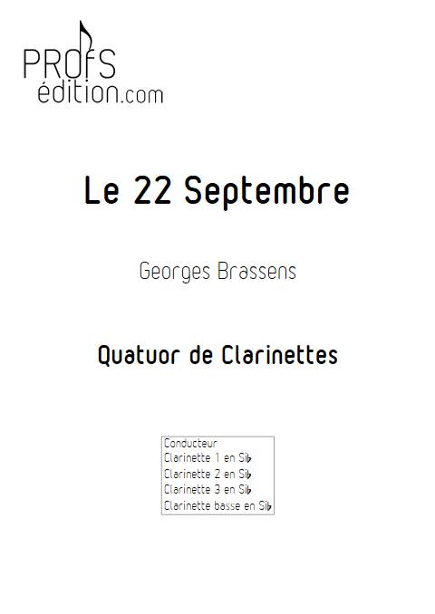 Le 22 Septembre - Quatuor de Clarinettes - BRASSENS G. - front page