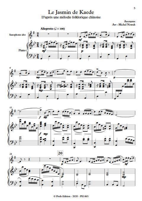 Le Jasmin de Kaede - Saxophone Piano - ANONYME - app.scorescoreTitle