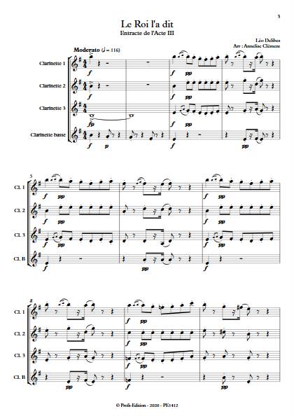 Le Roi l'a dit - Quatuor de Clarinettes - DELIBES L. - app.scorescoreTitle