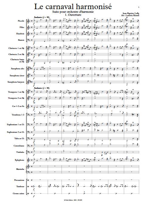 Le carnaval harmonisé - Orchestre d'Harmonie - LULLY J-B - app.scorescoreTitle