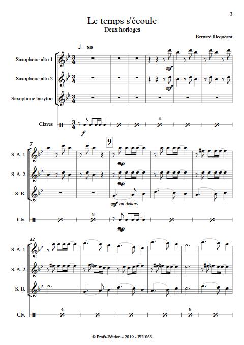 Le temps s'écoule - Trio de Saxophones - DEQUEANT B. - app.scorescoreTitle