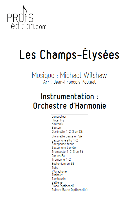 Les Champs Elysees - Orchestre d'Harmonie - WILSHAW M. - front page