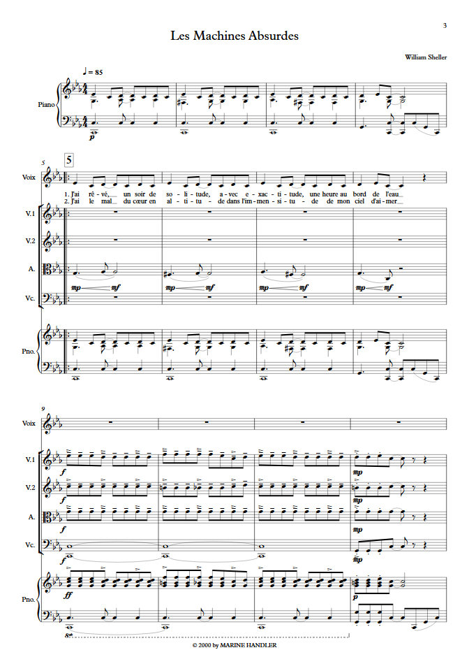 Les Machines Absurdes - Chant et Quintette à Cordes - SHELLER W. - app.scorescoreTitle
