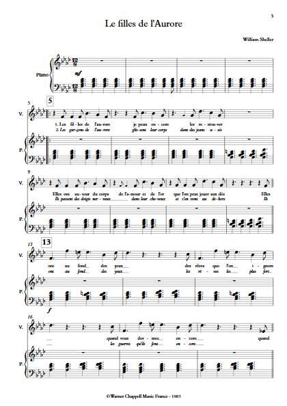 les filles de l'aurore - Chant et Quintette à Cordes - SHELLER W. - app.scorescoreTitle