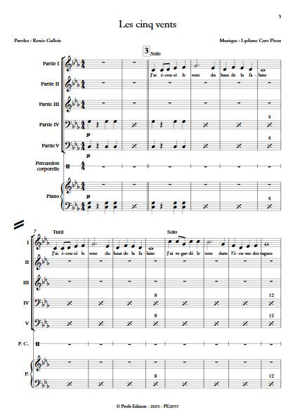 Les cinq vents - Ensemble variable - CURT PITOU L. - Score