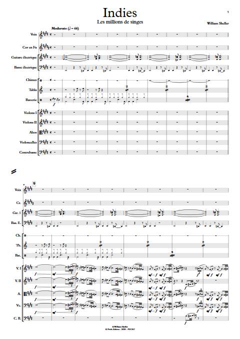 Indies, Les millions de singes - Musique actuelle et Orchestre à Cordes - SHELLER W. - app.scorescoreTitle