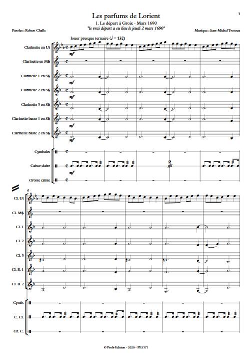 Les parfums de Lorient - Ensemble de Clarinette, Percussions & récitant - TROTOUX J-M. - app.scorescoreTitle