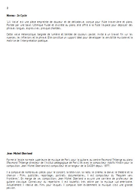Lili valse - Flûte & Piano - OBERLAND J. M. - Educationnal sheet