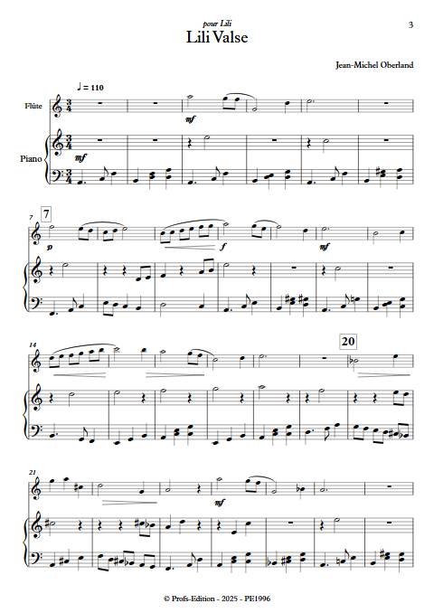 Lili valse - Flûte & Piano - OBERLAND J. M. - Score