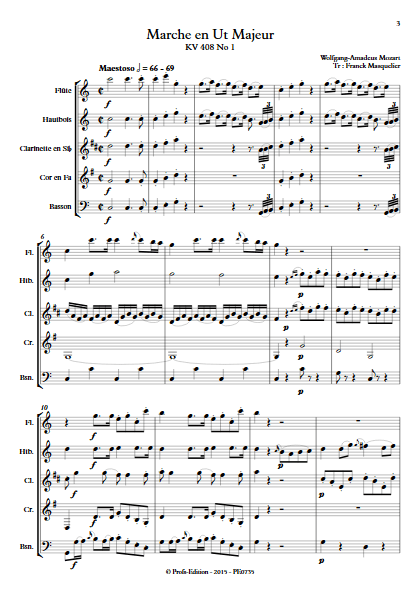 Marche KV 408 n°1 - Quintette à vents - MOZART W. A. - app.scorescoreTitle