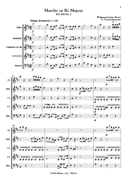 Marche KV 408 n°2 - Quintette à vents - MOZART W. A. - app.scorescoreTitle