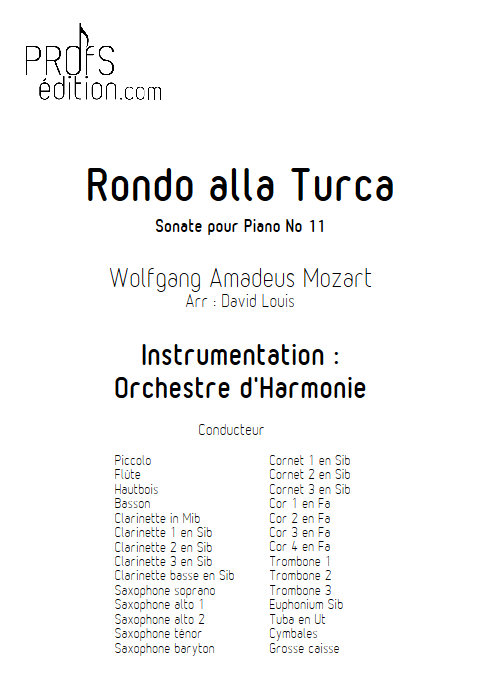 Rondo alla Turca - Orchestre d'Harmonie - MOZART W. A. - front page