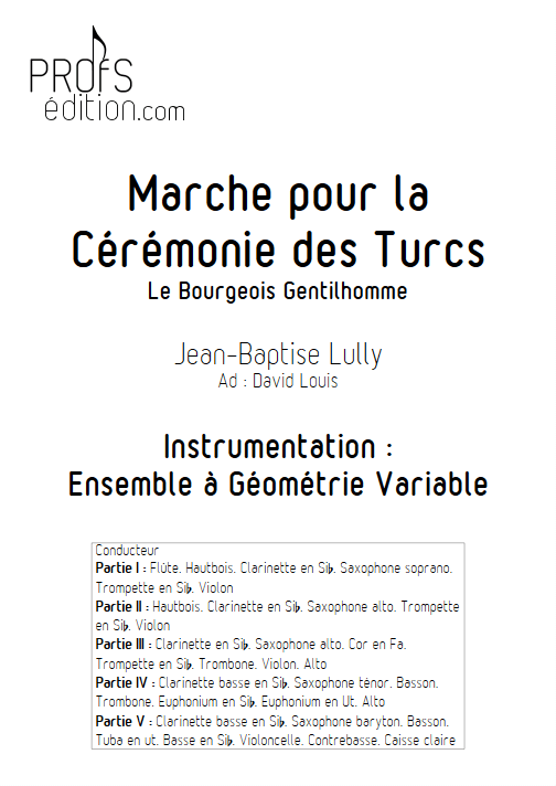Marche pour la cérémonie des turcs - Ensemble à Géométrie Variable - LULLY J-B - front page