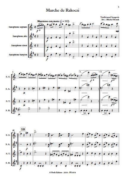 Marche de Rakoczi - Quatuor de Saxophones - TRADITIONNEL HONGROIS - app.scorescoreTitle