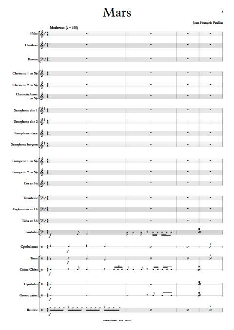 Mars - Orchestre d'harmonie - PAULEAT J.F. - Score