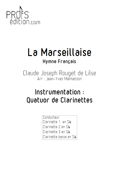 La Marseillaise - Quatuor de Clarinettes - ROUGET DE LISLE C. J. - front page
