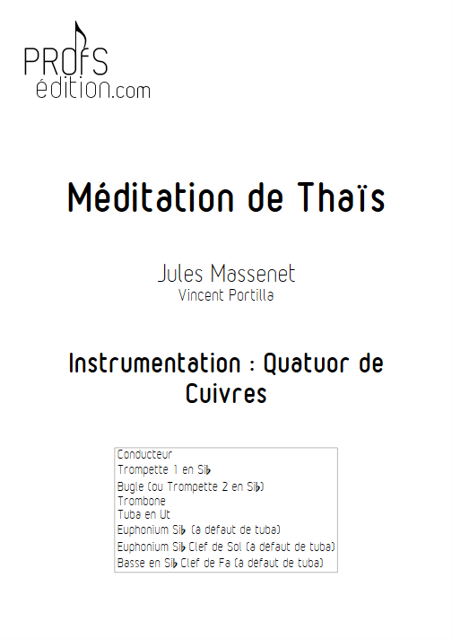 Méditation de Thaïs - Quatuor de Cuivres - MASSENET J. - front page