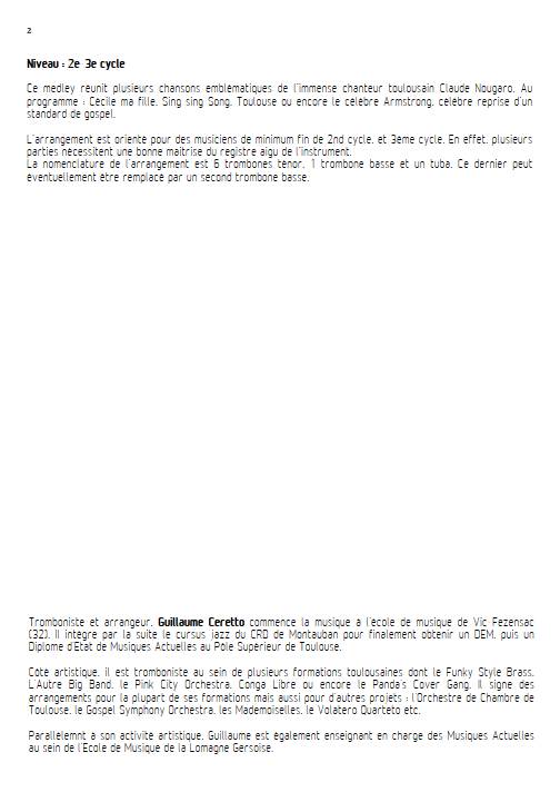Medley Nougaro - Octuor de cuivres - CERETTO G. - Educationnal sheet