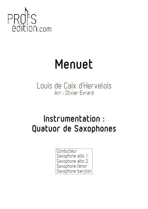 Menuet - Quatuor de Saxophones - d'HERVELOIS Louis de Caix - front page