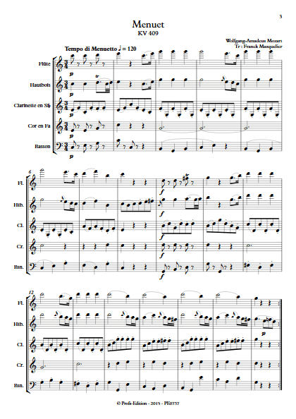 Menuet KV 409 - Quintette à vents - MOZART W. A. - app.scorescoreTitle