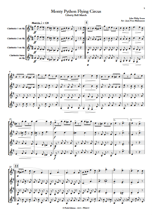 Monty Python Flying Circus - Liberty Bell - Ensemble de Clarinettes - SOUSA P. S. - app.scorescoreTitle