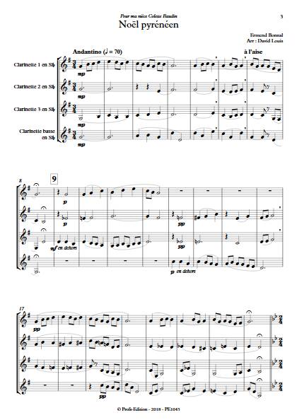 Noël Pyrénéen - Quatuor de Clarinettes - BONNAL E. - app.scorescoreTitle