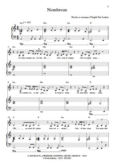 Nombreux - Piano Voix - ANGELE - app.scorescoreTitle