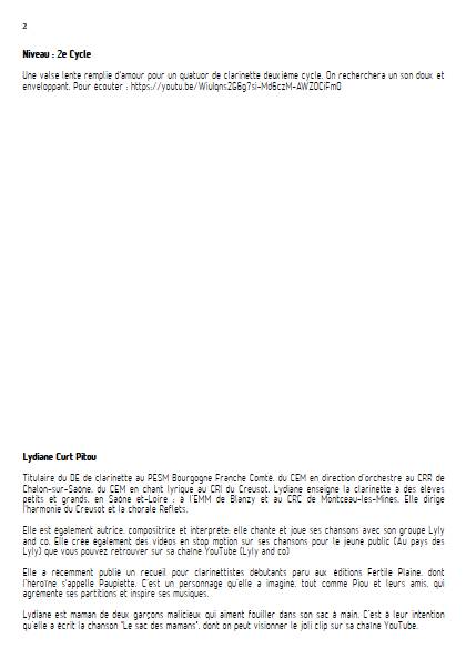 Novembre - Chanson d'amour - Quatuor de Clarinettes - CURT PITOU L. - Educationnal sheet