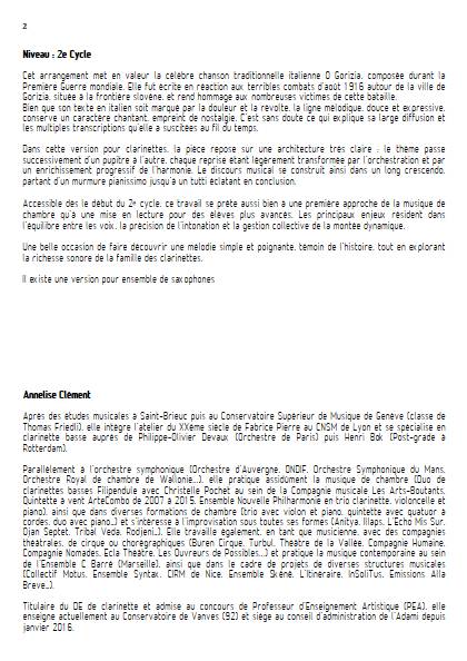 O Gorizia - Quintette de clarinettes - TRADITIONNEL ITALIEN - Educationnal sheet