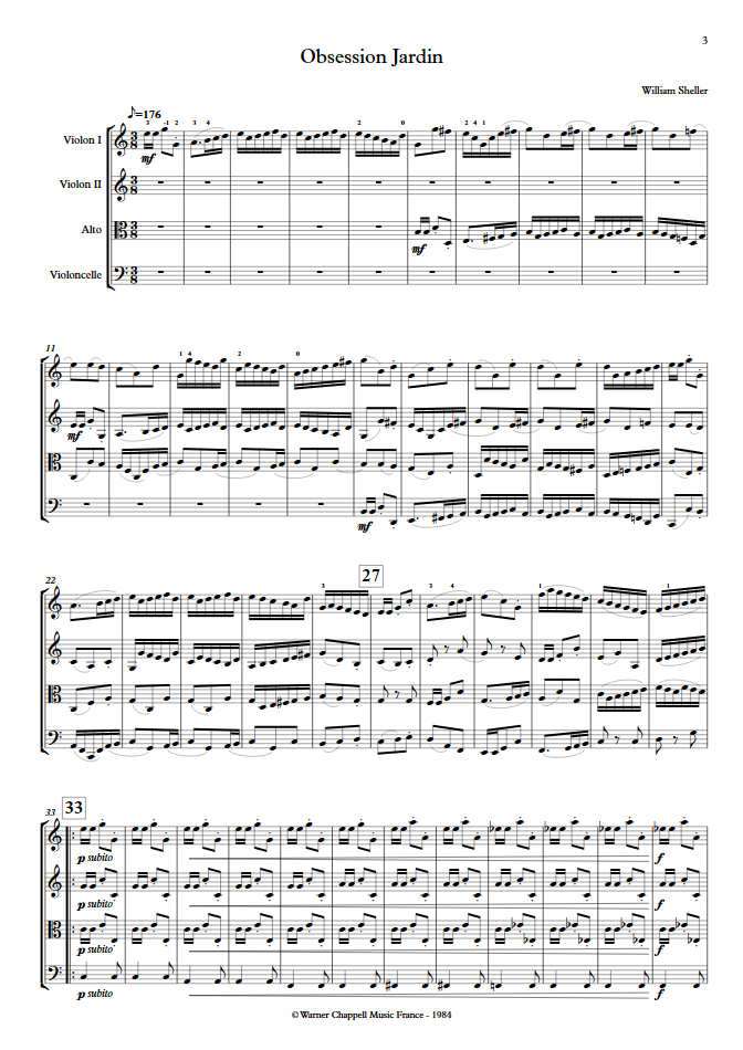 Obsession Jardin - Quatuor à Cordes - SHELLER W. - app.scorescoreTitle