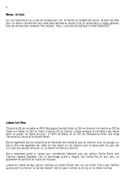 Octobre - Automne - Quatuor de Clarinettes - CURT PITOU L. - Educationnal sheet