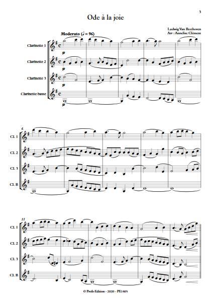Ode à la joie - Quatuor de Clarinettes - BEETHOVEN L. V. - app.scorescoreTitle