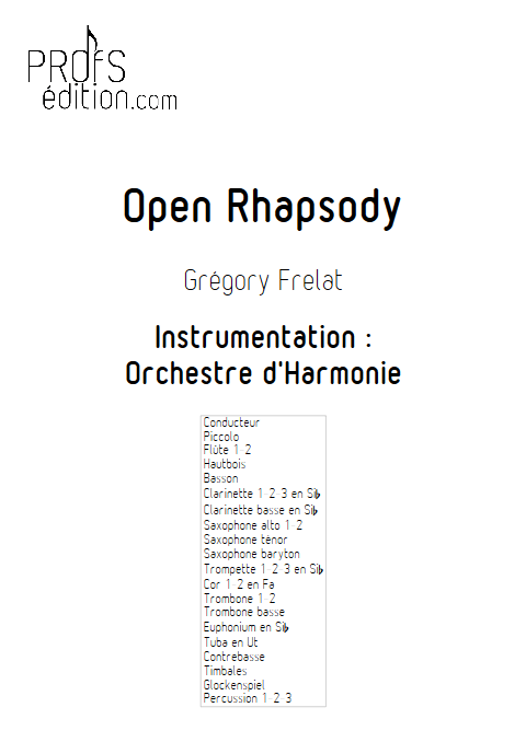 Open Rhapsody - Orchestre d'Harmonie - FRELAT G. - front page