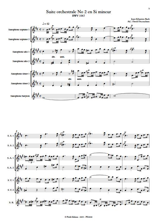 Suite orchestrale No 2 en Si mineur - Ensemble de Saxophones - BACH J. S. - Score
