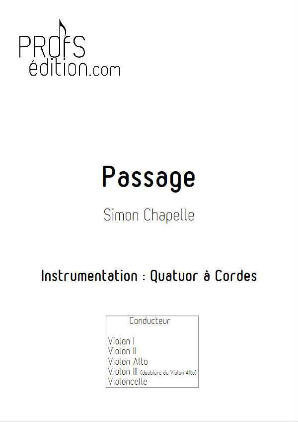 Passage - Quatuor à Cordes - CHAPELLE S. - front page